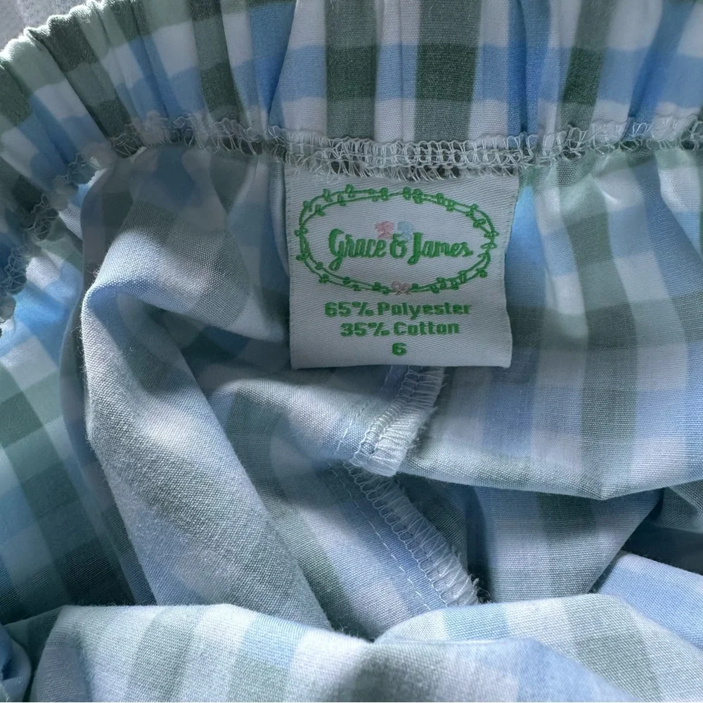 Grace & James Hudson Pant Long Sleeve Polo Shirt Set Blue Green Plaid Boys Sz 6